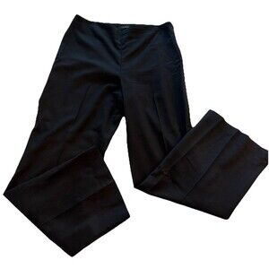 talbots hollywood women wool blend black pants size 12P wide leg  preppy